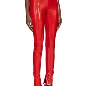 NWT Ivy Park x Adidas Faux Latex Straight-Leg Pants - Red